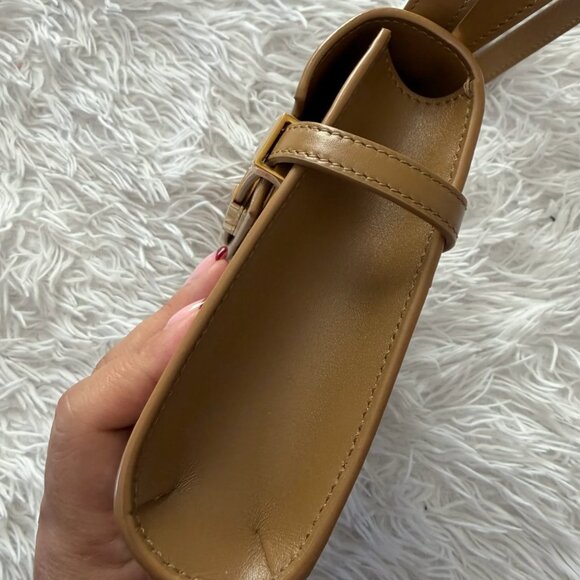 SAINT LAURENT Smooth Calfskin Mini Manhattan Shoulder Bag in Tabac Brown - Picture 6 of 13